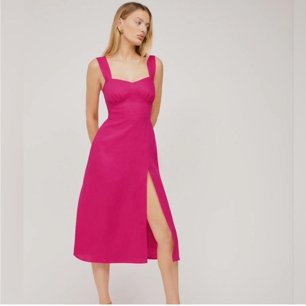 Reformation Seaside Linen Midi Dress Corvette Size 4